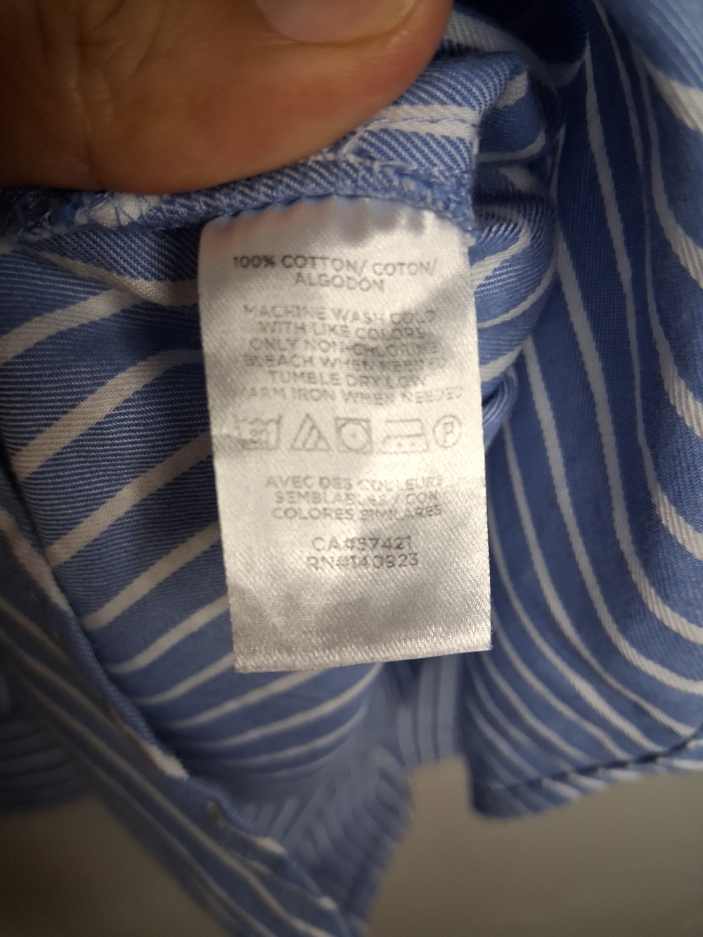 LOFT Blue White Striped Button Front Shirt XL 100% Cotton Oversized Casual Caree - Picture 4 of 8